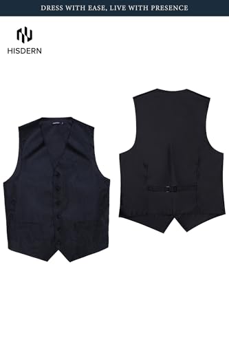 Image of HISDERN Mens Vest Tie Set 3PC Formal Waistcoat Paisley Floral Jacquard Necktie Pocket Square Suit Vests Wedding Party