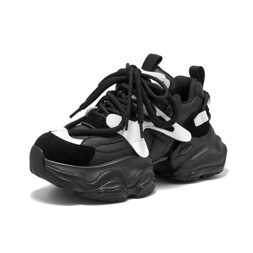 Image of BEAU TODAY Women's Walking Shoes, Chunky Platform Fashion Sneakers for Women, Comfortable Casual Lightweight Lace-up Gym Workout Athletic Tennis Shoes
