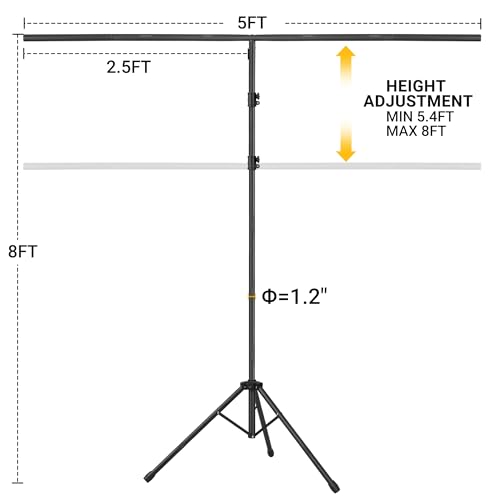 Coliflor Green Screen Backdrop With Stand, 8X5Ft Portable Greenscreen Background With Stand, T-Shape Green Screen Stand Kit With 6 Spring Clamps, Sandbag, Carry Bag For Zoom, Video thumb #1
