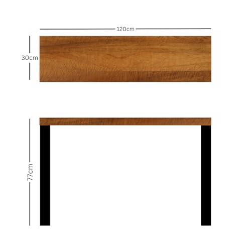 Image of 120cm Long Solid Wood Console Table for Bedroom, Home Entrance and Living Room. Mid-Century Modern Style Console Table. Home Entrance Decorative Table (Brown, 120 * 30 * 77 Cm)