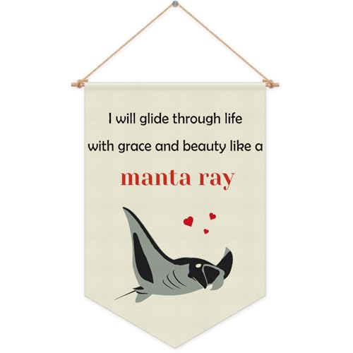 Sea Animals Decor Ocean Hanging Pennant Flag Banner for Manta Ray Beach Ocean Wall Decor Gift for Nursery Bedroom Playroom Game Room Front Door Kids Girl Boy Christmas Birthday Gift Cotton Linen