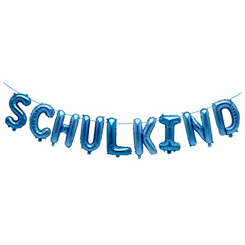 Schulkind Folien Luftballon Girlanden Banner - Einschulung Deko für Schuleinführung Einschulung Schulanfang Schulstart Dekoration Mädchen Jungen (Blue) Cover
