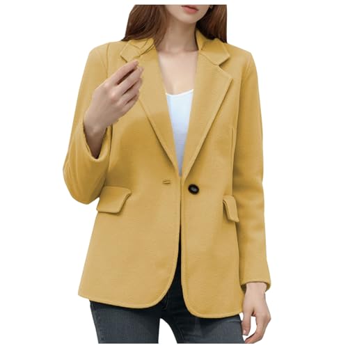 Manteau laineux décontracté avec col blazer et poches latérales