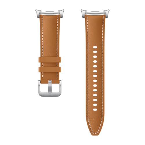 Image of Galaxy Watch 8 Series Hybrid Band, Vegan Leather, Signature Stitch, Dynamic Lug System, Flexible Fit, Compatible with Galaxy Watch 8 and Watch 8 Classic, S /M /L Carmel