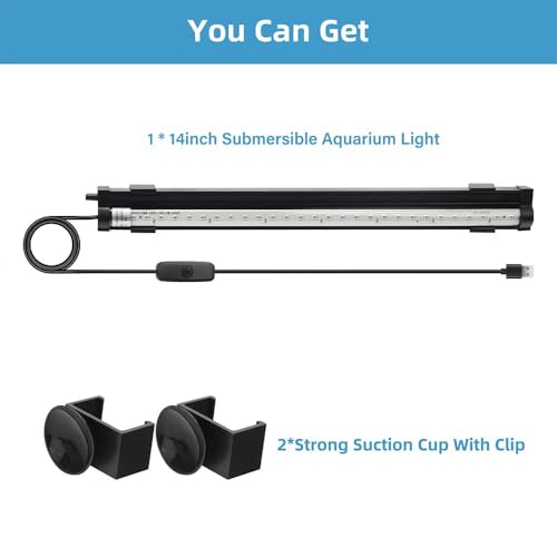 Image of DaToo Submersible Aquarium Light 14Inch Fish Tank Light Bubbler Wall with Air Bubble Hole IP68 Waterproof Color Changing Led Light for Freshwater and Saltwater Aquariums Fish Tanks