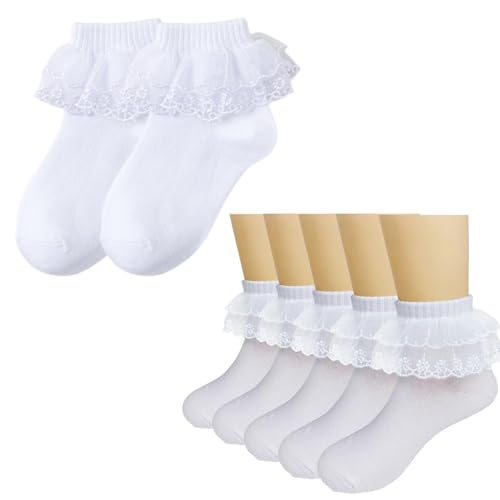 3 Pairs Girls Lace Trim Socks Soft Cotton Breathable Design Ankle For Everyday Wear And Special Occasion Fashionable Kids2