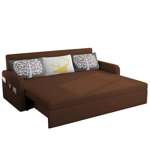 Image of Casaliving Leymour 3 Seater Sofa Cum Bed for Living Room - (Brown Colour Fabric) Premium Fabric Sofa Cum Bed for Living Room