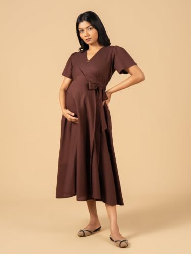 Image of The Mom Store Maternity and Nursing Wrap Dress for New Mom | Pre and Post Pregnancy Wear for Womens | Trendy Stylish Printed Friendly Dresses for Women | Comfortable