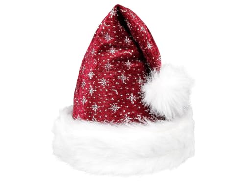 Santa Magix Weihnachtsmütze mit Pelzrand und Glitzer Nikolausmütze...