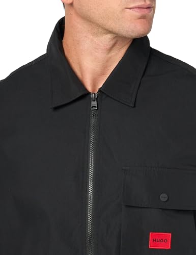 Image of Hugo Men's Cotton Mix Canvas Zip Up Overshirt