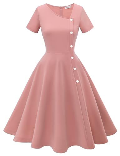Image of Aupuls Vintage Cocktail Dress with Pockets 1950s Dresses for Women Elegant for Church Tea Party