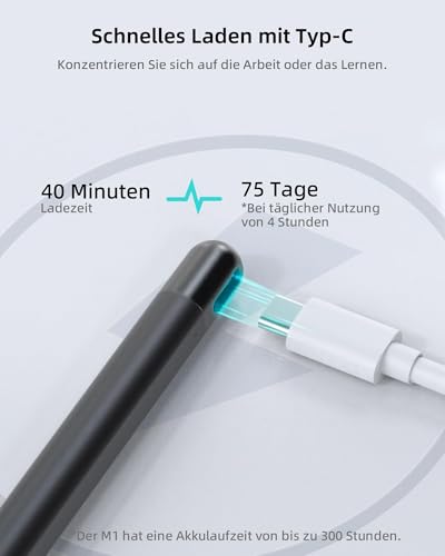 Metapen Stylus Pen M1 für Microsoft Surface, 2-in-1-Taste & schnelleres Aufladen für 300h Arbeit & Palm Rejection - Surface Pen für Surface Pro X/9/8/7/6/5/4/3/Go 3/Studio 2/Book 3/Duo 2, ASUS