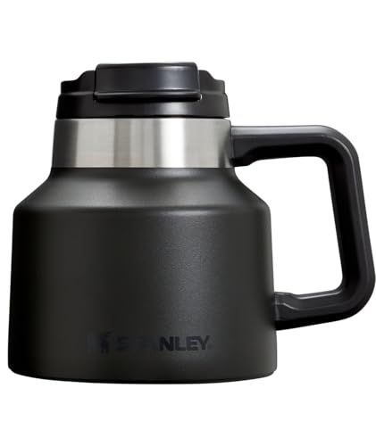 Comparison: Best Coffee Cup That Keeps Coffee Hot For Hours 9 Stanley Tough-To-Tip Admiral's Mug 20 oz | Twist-on Flip Open Lid | Wide Body with Non-Skid Rubber Base | Insulated Stainless Steel Coffee Cup | BPA-Free | Black 2.0