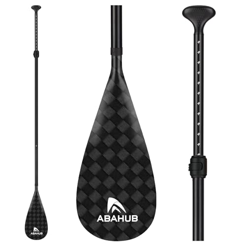Abahub 3-Piece Stand up Paddles, Lightweight Paddleboard Paddle Oars for Paddleboard, Adjustable Aluminum Alloy Shaft 68" - 84", Carbon Square Print Plastic Nylon Blade