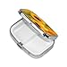 Golden Sunflower & White Pumpkin Pill Box with Mirror 2 Compartments Square Pill Organizer for Pocket