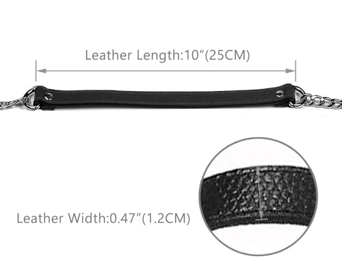VanEnjoy 12MM Replacement Chain & Genuine Leather Shoulder Crossbody Straps for Handbags Purse Bags (Black-Gun Metal)3