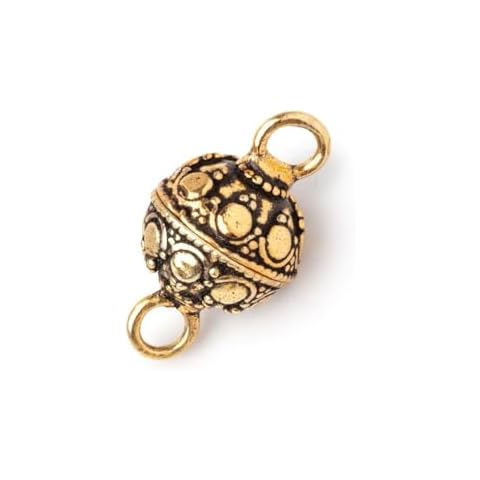11mm Antiqued 22kt Gold Plated Bali Dot Magnetic Clasp 1 piece Cover