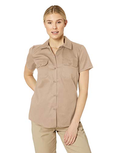 Dickies Women's Short-Sleeve Flex Work Shirt, Desert Sand, Small #TOP18
