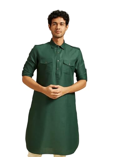 Image of DIWAS BY MANYAVAR Men's Art Silk Solid Pathani Kurta (1pc)