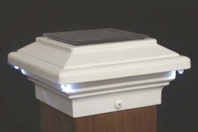 AuroraDeck Lighting Aries Solar Deck Light, 4-3/8" Post, 1W LED, White