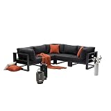LebenLiebe 5 Pieces Patio Furniture Set Outdoor Aluminum Sectional Sofa Couch All-Weather Conversati
