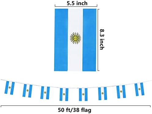 tibijoy Argentina Flags Argentine Small Mini String Banner Flags Miniature Argentina Flags Banners For Grand Opening, Olympics Festival,Grand Opening Sports Celebration Decorations (50 Feet 38 Flags)