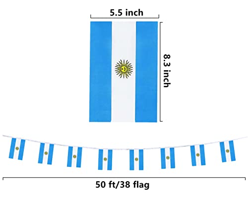 Argentina Argentine Small Mini String Banner Flags Miniature Argentina Banners for Grand Opening, Grand Opening Sports Celebration Decorations (50 Feet 38 Flags)