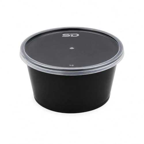 Image of [100 ml, 15 Count, Round, Black Reusable Plastic Food Storage Containers with Lid | Airtight, Microwave Safe Containers | Perfect for Meal Prep, Storage, Takeaway & Food Delivery
