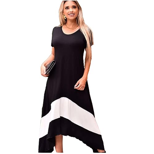 Vestido Plus Size Mullet com Bico nas Laterais Moda Primavera Verão Mega Luxuoso (PRETO COM FAIXA OF
