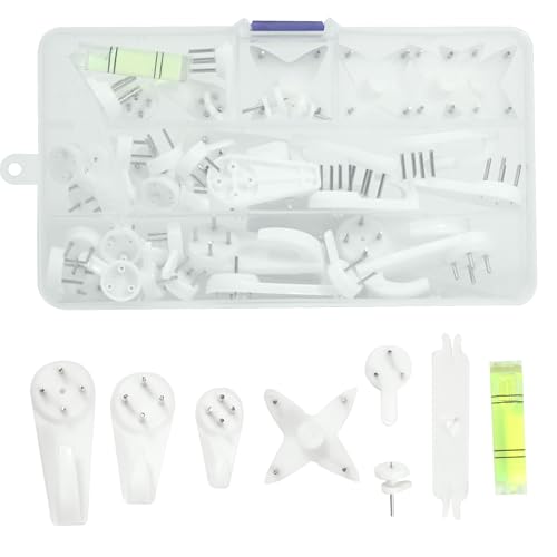 Image of 43PCS Invisible Screw Traceless Hook Picture Hanging Kit Picture Hanger Traceless Drywall Stucco Concrete Hooks