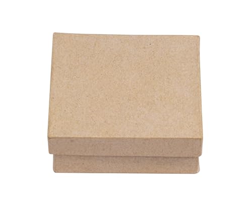 Décopatch BT086C - Un Lot de 4 supports en papier brun mâché 10x10x3,5cm, Boite carrée