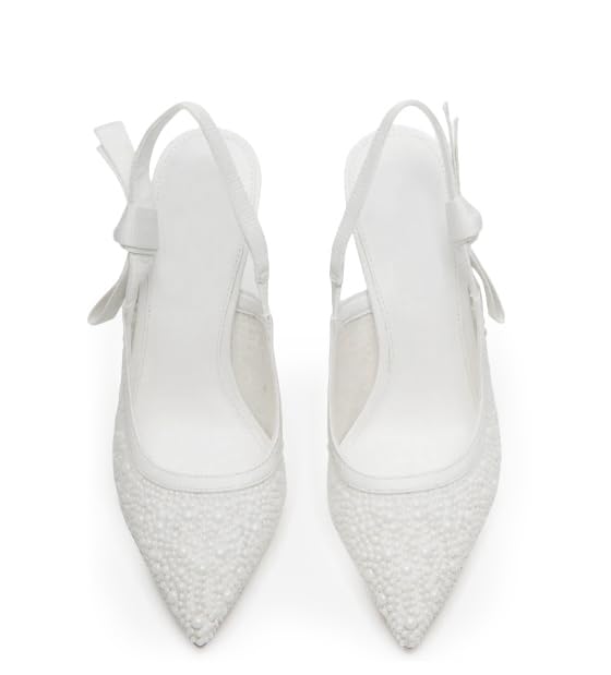 Beauty Cry Womens Slingback Bow Heels Pointed Closed Toe Pearl Stiletto Slip On Wedding Dress Pumps3