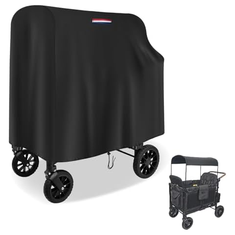 POMER Stroller Wagon Cover for WONDERFOLD Wagon W4 Original,Outdoor Waterproof 420D Wagon Cart Cover With Handle Adjustable Drawstring-44“Lx30 Wx43 H Cover