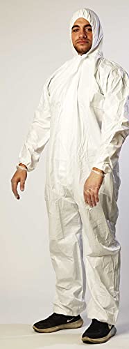 Hygea Natural Disposable Coveralls Full Body Protective Clothing Suit With Hood Protect Clothing During Extermination, Painting, Cleaning, Construction, Spray Foam Insulation 1 Pack (Medium) #TOP9