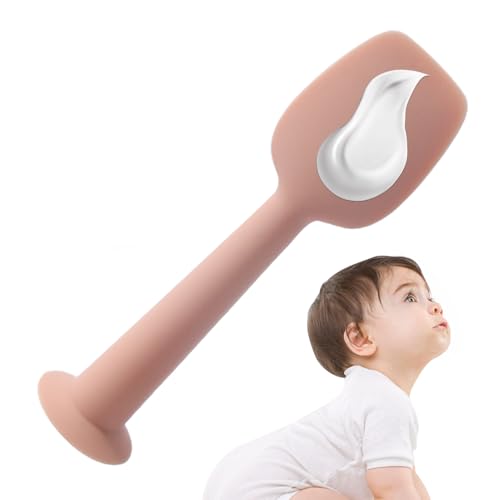 Misaakoeq Spátula para bebés para crema de pañales, espátula de tope de bebé - Copa de succión Spátula de crema de tala de pañales,Herramienta de bálsamo de silicona para el cuidado de la erupción y