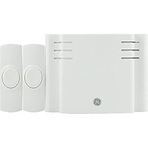 GE Wireless Doorbell Kit, 2 Push Buttons Door Bells for Homes, 8 Melodies Door Chime with 4 Volume Levels, Battery Doorbell Chime, Room Doorbell with 150 Ft Range, White, 19297