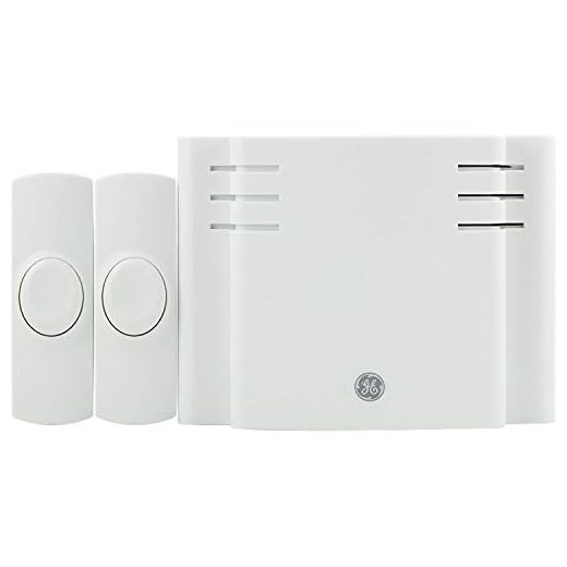 GE Wireless Doorbell Kit, Battery Operated Receiver, 2 Push Buttons Door Bell, 8 Melodies Doorbell Chime, 4 Volume Levels, Classroom Doorbell, 150 Ft Range, White, 19297