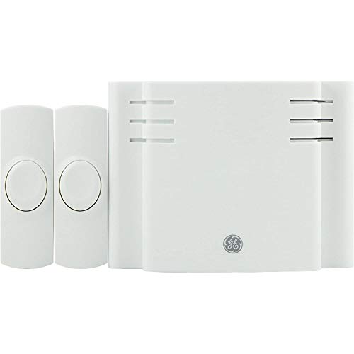GE Wireless Doorbell Kit, 2 Push Buttons Door Bells for Homes, 8 Melodies Door Chime with 4 Volume Levels, Battery Doorbell Chime, Room Doorbell with 150 Ft Range, White, 19297