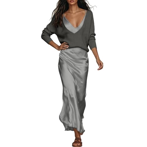 Robe élégante à manches courtes en satin de soie artificielle