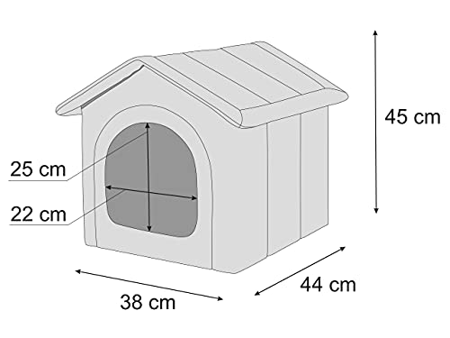 PillowPrim Hundehütte Hundehöhle Hundebett Hundehaus Katzenhöhle mittle M - 44x38 cm Graphit mit Schwarz