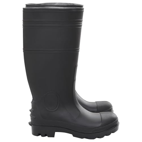 vidaXL Gummistiefel, Regenstiefel Rutschfest, Anglerstiefel Wasserdicht, Arbeitsstiefel Gartenstiefel Halbschaft Stiefel, Schwarz Größe 44 PVC