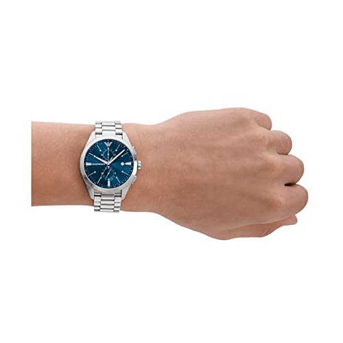 Image of Emporio Armani Stainless Steel Analog Blue Dial Men Watch-Ar11541, Silver Band