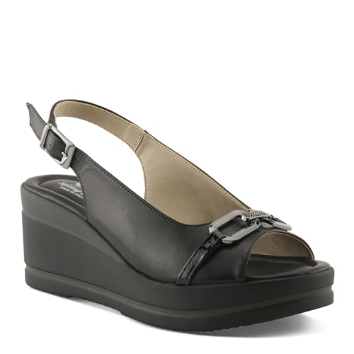 Spring Step Women's TAMRA Leather Wedge Sandals – Italian Craftsmanship, Bit Décor, Cushioned Footbed, Adjustable Buckle Strap Leather Wedge Sandals – Italian Craftsmanship, Bit Décor, Cushioned Footbed, Adjustable Buckle Strap2