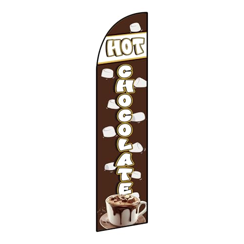 Advertising Feather Flag 11.5x2.5FT Feather Swooper Flag For Businesses Offices Retailers Promotion Outside Store Business Markets (HOT CHOCOLATE)