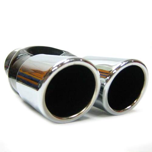 Autohobby 266 - Deflettore di scarico doppio, universale, in acciaio inox, fino a 57 mm di diametro, cromato