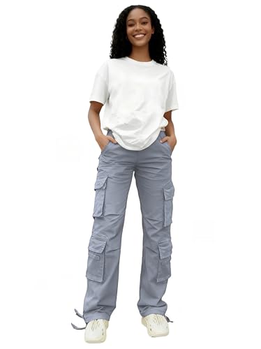 AOPCYIU Womens Cargo Pants with Pockets High Waisted Straight Leg