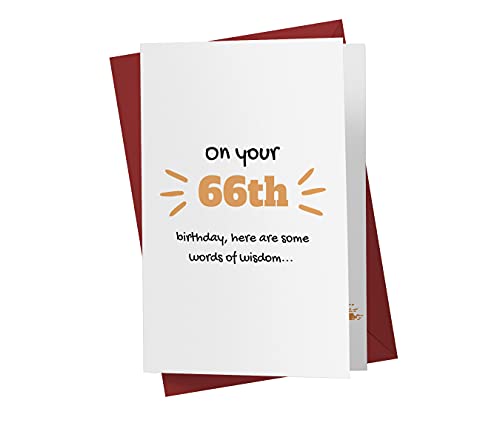 Funny 66th Birthday Card – Hilarious 66 years old Anniversary Card – Happy 66th Birthday Card – Hilarious 66th Birthday Card – With A Red Envelope