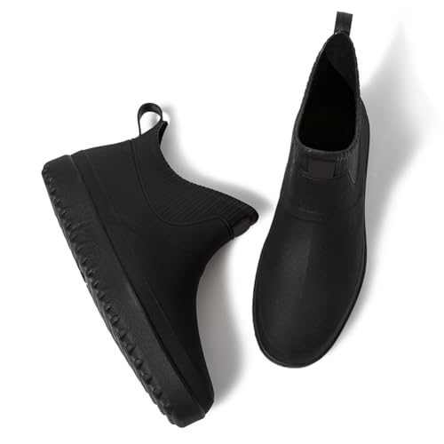 Image of Enelauge Men's Outdoor Waterproof Rain Short Ankle Boots Nonslip Rubber Rain Car Wash Footwear Garden Shoes