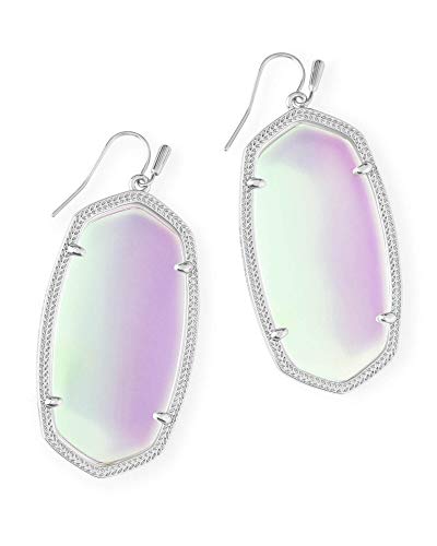 Kendra Scott Danielle Drop Earrings for Women, Fashion Jewelry, Rhodium-Plated, Iridescent Dichroic Glass