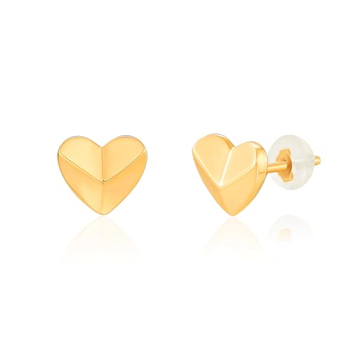 Solid 10K Gold Stud Earrings for Women | Hypoallergenic & Anti-Tarnishing Real Gold Earrings | Shower-Safe, Water-Proof and Sweat-Resistant Earrings in Various Shapes by MAX + STONE